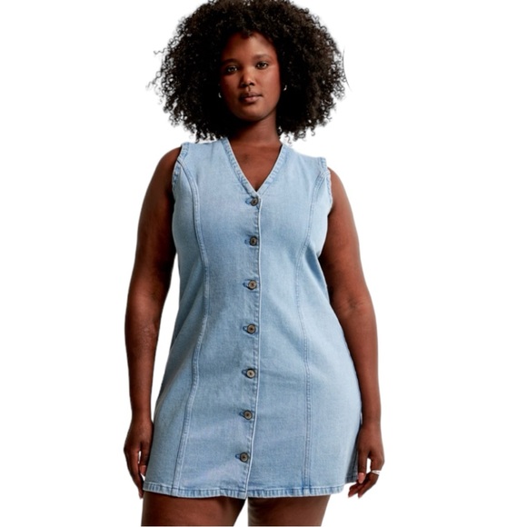 NWT Abercrombie & Fitch The A&F Mara Denim Vest Mini Dress Size XS - Picture 1 of 9